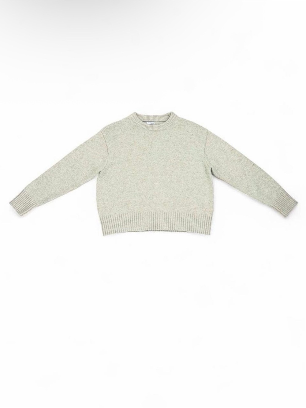 Zara Heathered Light Green Crewneck Knit Sweater Thick Material